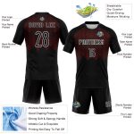 Custom Volleyball Jersey with Personalized Name & Number, Black Red-White Geometric Design, Team Uniform Personalized Black