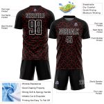 Custom Name Number Soccer Jersey - Personalized Black Red White Geometric Sublimation Uniform Personalized Black Red-White