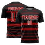 Personalized Soccer Uniform Jersey with Black Red-White Halftone Dots Design Personalized Black Red-White Halftone Dots Sublimation