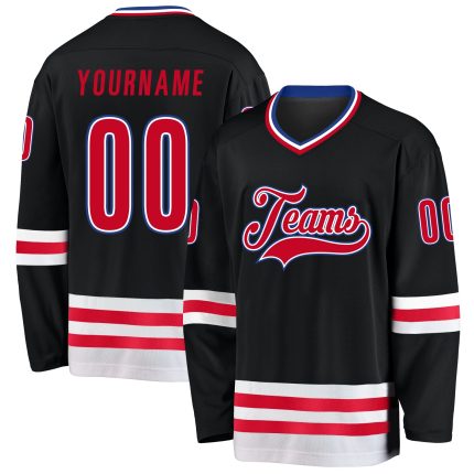 Personalized Black Red White Hockey Jersey for Men Women Kids - Custom Team Apparel Personalized Black Red-White Hockey Jersey