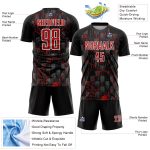 Custom Name and Number Personalized Soccer Jersey - Black Red-White Lightning Uniform Personalized Black Red-White Lightning