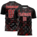 Personalized Black Red White Lightning Soccer Jersey Uniform - Custom Sport Apparel Personalized Black Red-White Lightning
