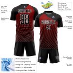 Personalized Soccer Uniform Jersey - Black Red-White Lines, Custom Sublimation Design, Size 3 Personalized Black Red-White