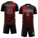 Personalized Soccer Uniform Jersey - Black Red-White Lines, Custom Sublimation Design, Size 3 Personalized Black Red-White