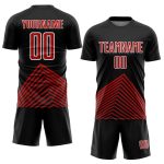 Personalized Soccer Uniform Jersey in Black Red-White Lines - Custom Design 4 Personalized Black Red-White Lines Sublimation