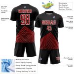 Personalized Soccer Uniform Jersey in Black Red-White Lines - Custom Design 4 Personalized Black Red-White Lines Sublimation