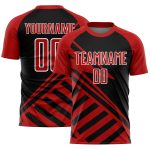 Personalized Soccer Uniform Jersey - Black Red White Lines Sublimation, Size 5 Personalized Black Red-White Lines Sublimation