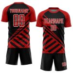 Personalized Soccer Uniform Jersey - Black Red White Lines Sublimation, Size 5 Personalized Black Red-White Lines Sublimation