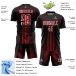 Personalized Soccer Jersey with Black Red-White Lines Sublimation Design Personalized Black Red-White Lines Sublimation Soccer
