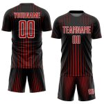 Personalized Soccer Jersey with Black Red-White Lines Sublimation Design Personalized Black Red-White Lines Sublimation Soccer