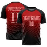Personalized Soccer Uniform Jersey - Black Red White Lines Sublimation Design Personalized Black Red-White Lines Sublimation