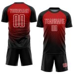 Personalized Soccer Uniform Jersey - Black Red White Lines Sublimation Design Personalized Black Red-White Lines Sublimation