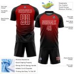 Custom Soccer Uniform Jersey with Personalized Name & Number - Black Red White Lines Design Personalized Black Red-White