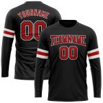 Personalized Long Sleeve Performance T-Shirt in Black Red-White цвета Personalized Black Red-White Long Sleeve Performance