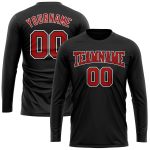 Personalized Long Sleeve Performance T-Shirt in Black Red-White цвета Personalized Black Red-White Long Sleeve Performance