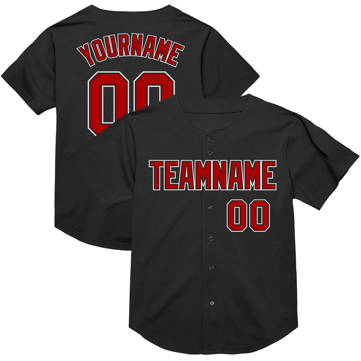 Personalized Authentic Throwback Baseball Jersey Black Red White Mesh Personalized Black Red-White Mesh Authentic Throwback