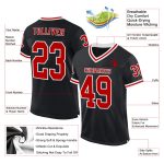 Personalized Authentic Throwback Football Jersey - Black Red-White Mesh Style Personalized Black Red-White Mesh Authentic
