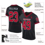 Custom Personalized Football Jersey - Black Red-White Mesh Authentic Throwback with Name and Number Personalized Black Red-White