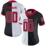 Custom Personalized Football Jersey - Black Red-White Mesh with Team Name and Number Personalized Black Red-White Mesh Split