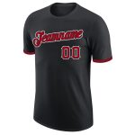 Personalized Performance T-Shirt in Black Red-White - Custom Sports Tee for Men Women Personalized Black Red-White Performance