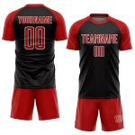 Personalized Soccer Jersey - Black Red White Pinstripe Sublimation Uniform 2 Personalized Black Red-White Pinstripe Sublimation