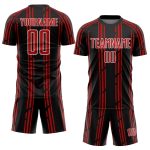 Personalized Soccer Jersey - Black Red-White Pinstripe Sublimation Uniform Personalized Black Red-White Pinstripe Sublimation