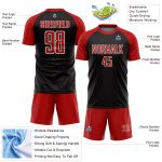 Personalized Soccer Jersey - Black Red-White Pinstripe Sublimation Uniform Personalized Black Red-White Pinstripe Sublimation