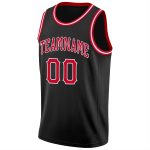 Personalized Basketball Jersey for Men | Black Red-White Round Neck Rib-Knit Design Personalized Black Red-White Round Neck