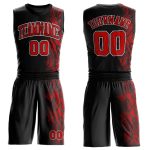 Personalized Basketball Jersey Suit for Men - Black Red White Round Neck Sublimation Design Personalized Black Red-White