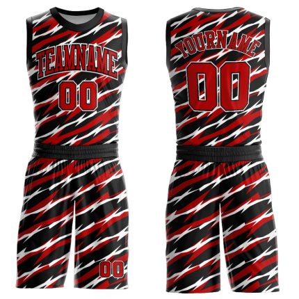 Personalized Basketball Jersey Suit Red White Black Round Neck Sublimation 3 Personalized Black Red-White Round Neck Sublimation