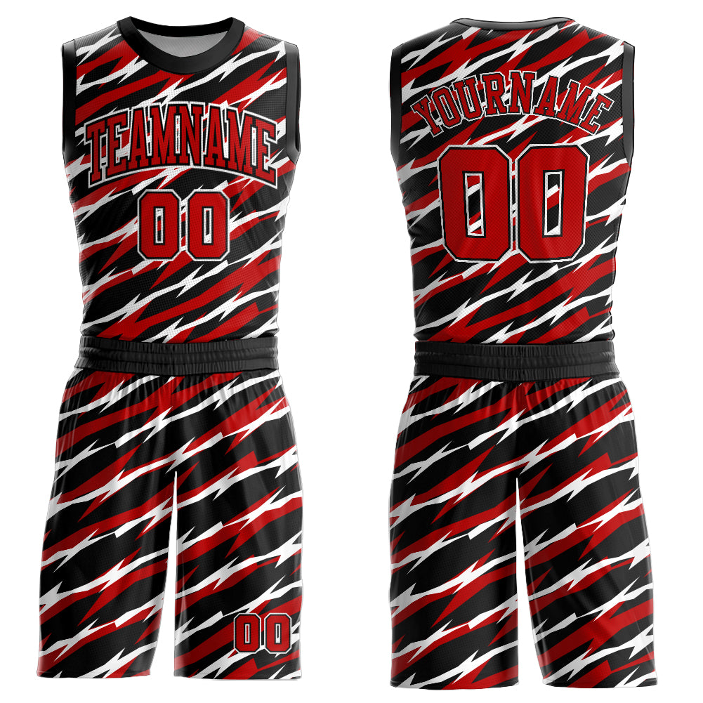 Personalized Basketball Jersey Suit Red White Black Round Neck Sublimation 3 Personalized Black Red-White Round Neck Sublimation