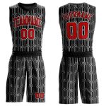 Personalized Round Neck Basketball Jersey Black Red-White Sublimation Suit 4 Personalized Black Red-White Round Neck Sublimation