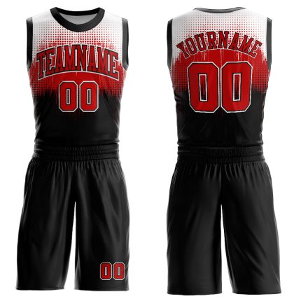 Personalized Basketball Jersey 5 - Black White Red Round Neck Sublimation Suit Personalized Black Red-White Round Neck Sublimation