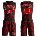 Personalized Basketball Jersey Sublimation Black Red White Round Neck Size 6 Personalized Black Red-White Round Neck Sublimation