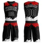 Personalized Basketball Jersey Suit - Black Red-White Round Neck Sublimation Design Personalized Black Red-White Round Neck