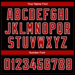 Customizable City Edition Basketball Jersey - Black Red-White Abstract Lines Design Personalized Black Red-White Side Panel