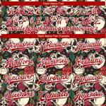 Custom Name & Number Skull Rose 3D Bomber Jacket Black Red-White Varsity Full-Snap Letterman Jacket Personalized Black Red-White