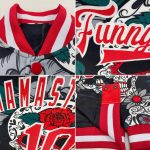 Personalized Skull Varsity Jacket | Black Red-White 3D Bomber Full-Snap Letterman Jacket Personalized Black Red-White Skull
