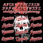 Personalized Skull Flower 3D Bomber Varsity Jacket in Black Red-White - Full-Snap Letterman Jacket Personalized Black Red-White