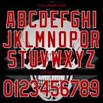 Custom Name Number 3D Skull Roses Varsity Letterman Jacket Black Red White Full-Snap Bomber Personalized Black Red-White