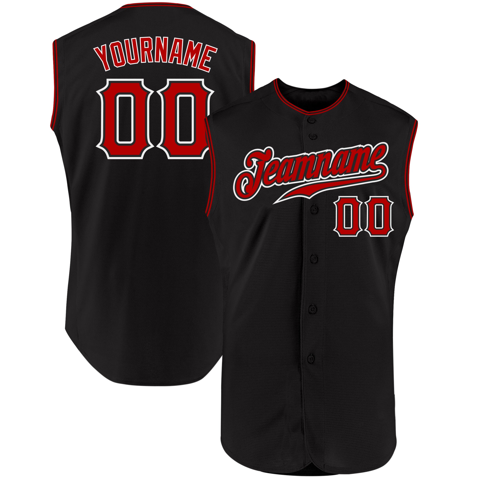 Custom Black Red White Sleeveless Baseball Jersey for Men and Women Personalized Black Red-White Sleeveless Baseball Jersey