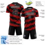 Personalized Sublimation Soccer Jersey - Black Red-White Splash Uniform Personalized Black Red-White Splash Sublimation Soccer