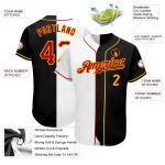 Personalized Fashion Baseball Jersey - Black Red White Split Design Personalized Black Red-White Split Fashion Baseball Jersey