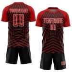 Personalized Sublimation Soccer Jersey - Black Red-White Stars Uniform Personalized Black Red-White Stars Sublimation Soccer