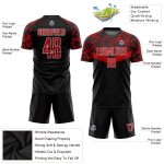 Personalized Black Red-White Soccer Jersey Uniform for Kids and Adults - Custom Sublimation Design Personalized Black Red-White