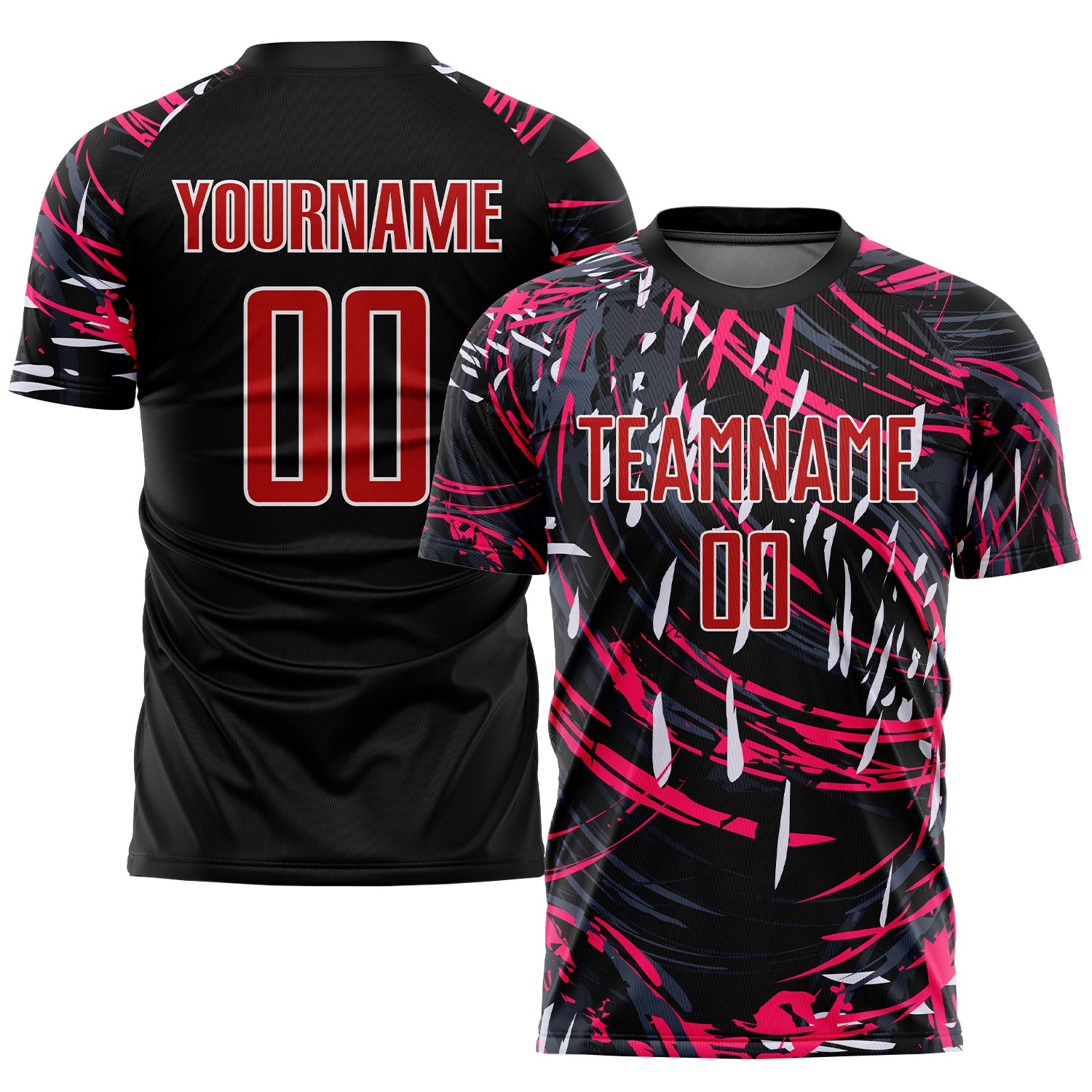Personalized Soccer Jersey Black Red White Sublimation Uniform 3 Personalized Black Red-White Sublimation Soccer Uniform