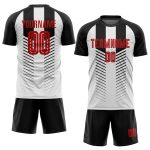 Custom Black Red-White Soccer Jersey for Kids, Personalized Sublimation Uniform, Size 5 Personalized Black Red-White Sublimation
