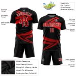 Personalized Soccer Uniform Jersey - Black Red-White Sublimation Design, Size 50 Personalized Black Red-White Sublimation