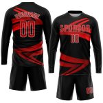 Personalized Soccer Uniform Jersey - Black Red-White Sublimation Design, Size 50 Personalized Black Red-White Sublimation