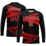 Personalized Soccer Uniform Jersey - Black Red-White Sublimation Design, Size 50 Personalized Black Red-White Sublimation